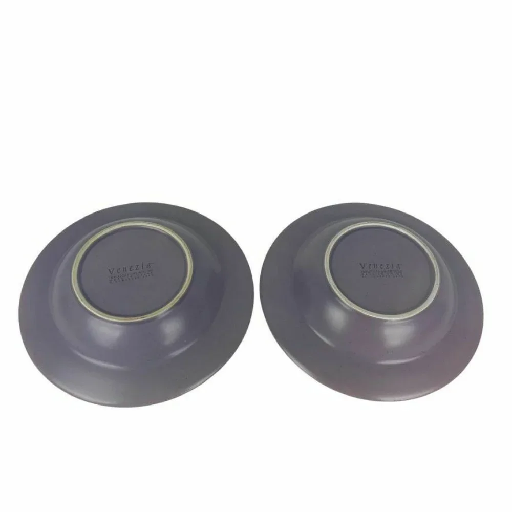 Tabletops Unlimited Venezia Coupe Soup Bowls Set of‎ 2 Speckled Lavender Ribbed